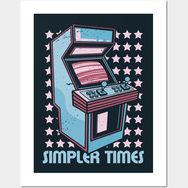 Retro Arcade Machine Simpler Times // Vintage Gamer Cartoon Wall Art by SLAG_Creative